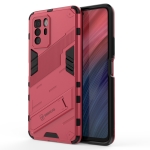 For Xiaomi Redmi Note 10 Pro 5G Punk Armor 2 in 1 PC + TPU Shockproof Case with Invisible Holder(Light Red)