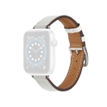 B Style Leather Strap Watchband For Apple Watch Series 6 & SE & 5 & 4 44mm / 3 & 2 & 1 42mm(White)
