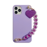 Straight Edge TPU Protective Case with Heart Chain For iPhone 12 / 12 Pro(Taro Purple)