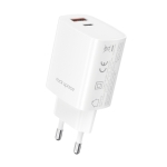 ROCK T51 30W Type-C / USB-C + USB PD Dual Ports Fast Charging Travel Charger Power Adapter, EU Plug(White)