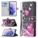 For Samsung Galaxy S21+ 5G Colored Drawing Pattern Horizontal Flip PU Leather Case with Holder & Card Slots & Wallet & Lanyard(Be Careful)