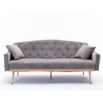 [US Warehouse] Home Velvet Sofa with Stainless Feet & Armrest, Size: 31.89×70.08×33.4 inch (Gray)