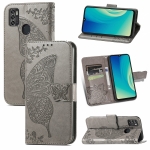 For ZTE Blade A7S 2020 Butterfly Love Flowers Embossed Horizontal Flip Leather Case with Holder & Card Slots & Wallet & Lanyard(Grey)