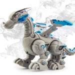 Electric Mechanical Dinosaur Toy Simulation Animal Toy Multifunctional Sound And Light Toy, Style: No Spray-Gray