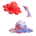 2 PCS Double-Sided Flip Bubble Decompression Toy Octopus Keychain, Colour: Red To Camouflage