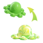 2 PCS Double-Sided Flip Bubble Decompression Toy Octopus Keychain, Colour: Green To Camouflage