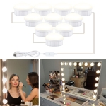 10 LEDs Mirror Front Light Dimmable Makeup Mirror USB Touch Control Light(White Light)