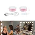2 LEDs Mirror Front Light Dimmable Makeup Mirror USB Touch Control Light(White Light)
