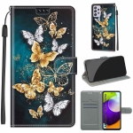 For Samsung Galaxy A52 5G Voltage Colored Drawing Magnetic Clasp Horizontal Flip PU Leather Case with Holder & Card Slots(C20 Gold Silver Flying Butterflies)