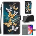 For Samsung Galaxy A70 Voltage Colored Drawing Magnetic Clasp Horizontal Flip PU Leather Case with Holder & Card Slots(C20 Gold Silver Flying Butterflies)