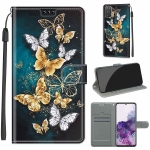 For Samsung Galaxy S20 Voltage Colored Drawing Magnetic Clasp Horizontal Flip PU Leather Case with Holder & Card Slots(C20 Gold Silver Flying Butterflies)
