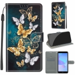 For Huawei Y6 2018 / Honor 7A Voltage Colored Drawing Magnetic Clasp Horizontal Flip PU Leather Case with Holder & Card Slots(C20 Gold Silver Flying Butterflies)
