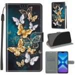 For Honor 8X Voltage Colored Drawing Magnetic Clasp Horizontal Flip PU Leather Case with Holder & Card Slots(C20 Gold Silver Flying Butterflies)
