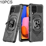 For Samsung Galaxy A22 4G 10 PCS Union Armor Magnetic PC + TPU Shockproof Case with 360 Degree Rotation Ring Holder(Black)