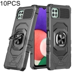 For Samsung Galaxy A22 5G 10 PCS Union Armor Magnetic PC + TPU Shockproof Case with 360 Degree Rotation Ring Holder(Black)