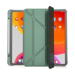 Multi-folding Horizontal Flip PU Leather + TPU Aitbag Shockproof Half Paste Case with Holder & Pen Slot & Sleep / Wake-up Function For iPad Pro 11 2020/2021(Deep Green)