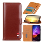 3-Color Pearl Texture Magnetic Buckle Horizontal Flip PU Leather Case with Card Slots & Wallet & Holder For iPhone 13(Brown)