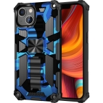 Camouflage Armor Shockproof TPU + PC Magnetic Protective Case with Holder For iPhone 13(Blue)