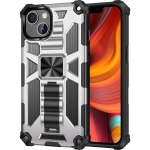 Armor Shockproof TPU + PC Magnetic Protective Case with Holder For iPhone 13 Pro Max(Silver)