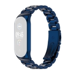 For Xiaomi Mi Band 6 / 5 / 4 / 3 CS Metal Three Bead Stainless Steel Replacement Watchband(Blue)