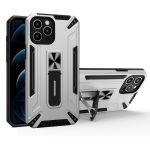 War-god Armor TPU + PC Shockproof Magnetic Protective Case with Folding Holder For iPhone 11 Pro Max(Silver)