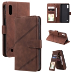 For Samsung Galaxy A10 / M10 Skin Feel Business Horizontal Flip PU Leather Case with Holder & Multi-Card Slots & Wallet & Lanyard & Photo Frame(Brown)