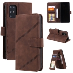 For Samsung Galaxy S20+ Skin Feel Business Horizontal Flip PU Leather Case with Holder & Multi-Card Slots & Wallet & Lanyard & Photo Frame(Brown)