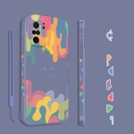 For Xiaomi Redmi K40/K40 Pro/K40 Pro+ Cube Painted Smiley Straight Side Liquid Silicone Shockproof Case with Hand Strap(Grey)