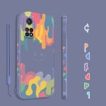 For Xiaomi Redmi K30S Cube Painted Smiley Straight Side Liquid Silicone Shockproof Case with Hand Strap(Grey)