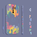 For Xiaomi Redmi 9 Cube Painted Smiley Straight Side Liquid Silicone Shockproof Case with Hand Strap(Grey)