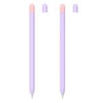2 Sets 5 In 1 Stylus Silicone Protective Cover + Two-Color Pen Cap + 2 Nib Cases Set For Apple Pencil 1 (Lavender)