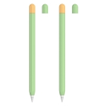 2 Sets 5 In 1 Stylus Silicone Protective Cover + Two-Color Pen Cap + 2 Nib Cases Set For Apple Pencil 2 (Matcha Green)