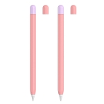 2 Sets 5 In 1 Stylus Silicone Protective Cover + Two-Color Pen Cap + 2 Nib Cases Set For Apple Pencil 2 (Pink)