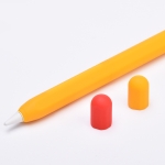 2 PCS 3合一 Stylus Silicone Protective Cover + Two-Color Pen Cap Set For Apple Pencil 2(Sunshine Orange)