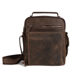 6479 Men Casual Large-Capacity One-Shoulder Messenger Leather Bag(Crazy Horse Texture Dark Brown)
