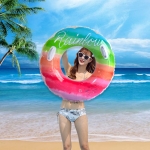 2 PCS Thicken PVC Adult Swimming Rings Rainbow Pattern Children Swimming Ring(90cm With Handle)