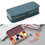 2 PCS Household Needle Box Set Sewing Kit Storage Box(Navy Blue)