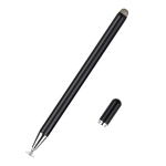 JD02 Universal Magnetic Pen Cap Pan Head + Fiber Cloth 2 in 1 Stylus Pen for Smart Tablets and Mobile Phones (Black)