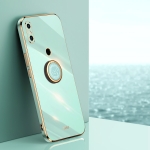 For Xiaomi Mi 8 XINLI Straight 6D Plating Gold Edge TPU Shockproof Case with Ring Holder(Mint Green)