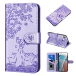 For Samsung Galaxy A20/A30 Sika Deer Embossing Pattern Horizontal Flip PU Leather Case with Holder & Card Slot & Wallet & Photo Frame(Purple)