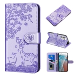 For Samsung Galaxy A72 5G / 4G Sika Deer Embossing Pattern Horizontal Flip PU Leather Case with Holder & Card Slot & Wallet & Photo Frame(Purple)