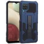 For Samsung Galaxy A12 Vanguard Warrior All Inclusive Double-color Shockproof TPU + PC Protective Case with Holder(Cobalt Blue)