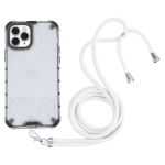 Shockproof Honeycomb PC + TPU Case with Neck Lanyard For iPhone 11 Pro(White)
