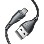 JOYROOM S-1230M6 Lightning Skystar Series  USB to Type-C / USB-C 3A Nylon Braid Data Cable, Length: 1.2m(Black)