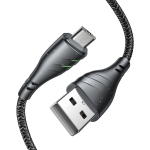 JOYROOM S-1230M6 Lightning Skystar Series USB to Micro USB 2.4A Nylon Braid Data Cable, Length: 1.2m(Black)