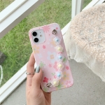 Flower Pattern TPU Shockproof Protective Case with Flower Beads Wrist Bracelet Chain For iPhone 11(Pink)