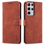 For Samsung Galaxy S21 Ultra 5G AZNS Skin Feel Calf Texture Horizontal Flip Leather Case with Card Slots & Holder & Wallet(Brown)