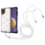 For Samsung Galaxy Galaxy M12 / F12 Shockproof Honeycomb PC + TPU Case with Neck Lanyard(White)