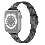 14mm Seven-beads Double Safety Buckle Slim Steel Replacement Strap Watchband For Apple Watch Series 6 & SE & 5 & 4 40mm / 3 & 2 & 1 38mm(Black)
