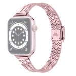 14mm Seven-beads Double Safety Buckle Slim Steel Replacement Strap Watchband For Apple Watch Series 6 & SE & 5 & 4 40mm / 3 & 2 & 1 38mm(Rose Pink)